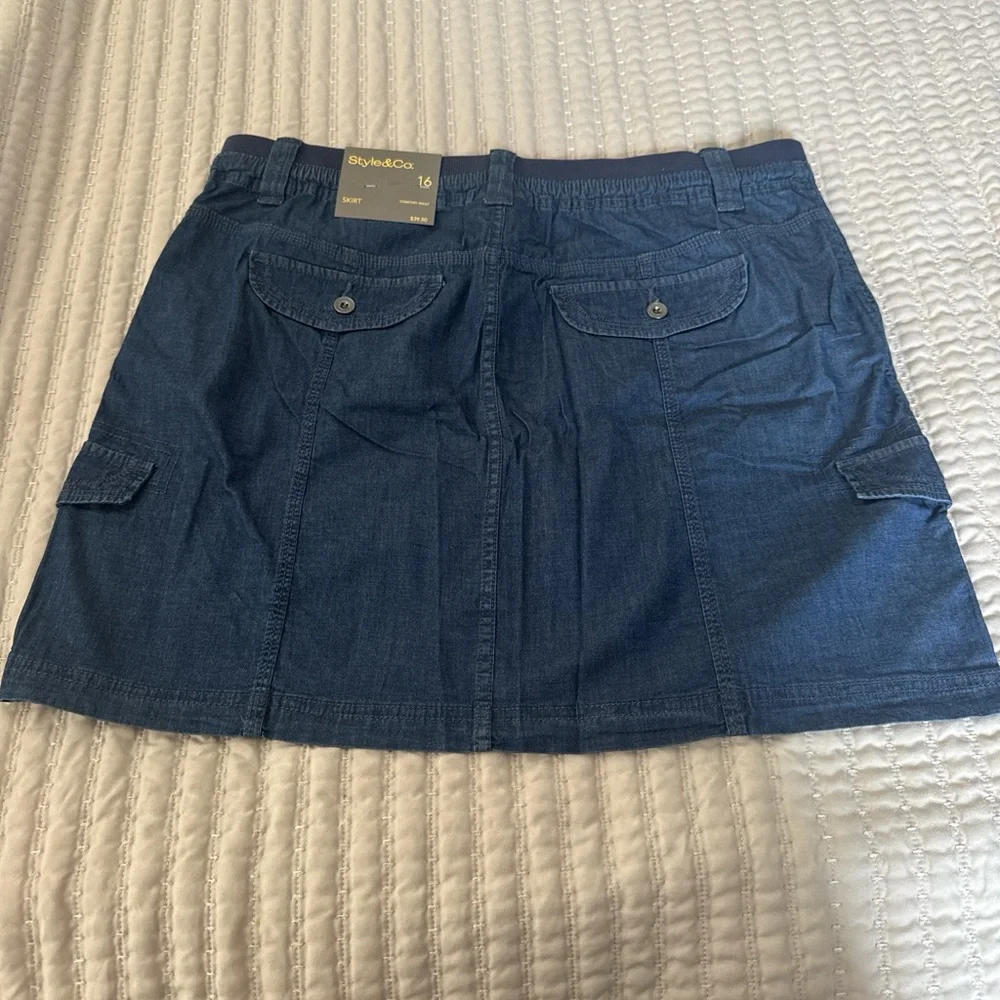 Style & Co. Zig Zag Cargo (Medium Chambray)Blue Women's Skirt‎